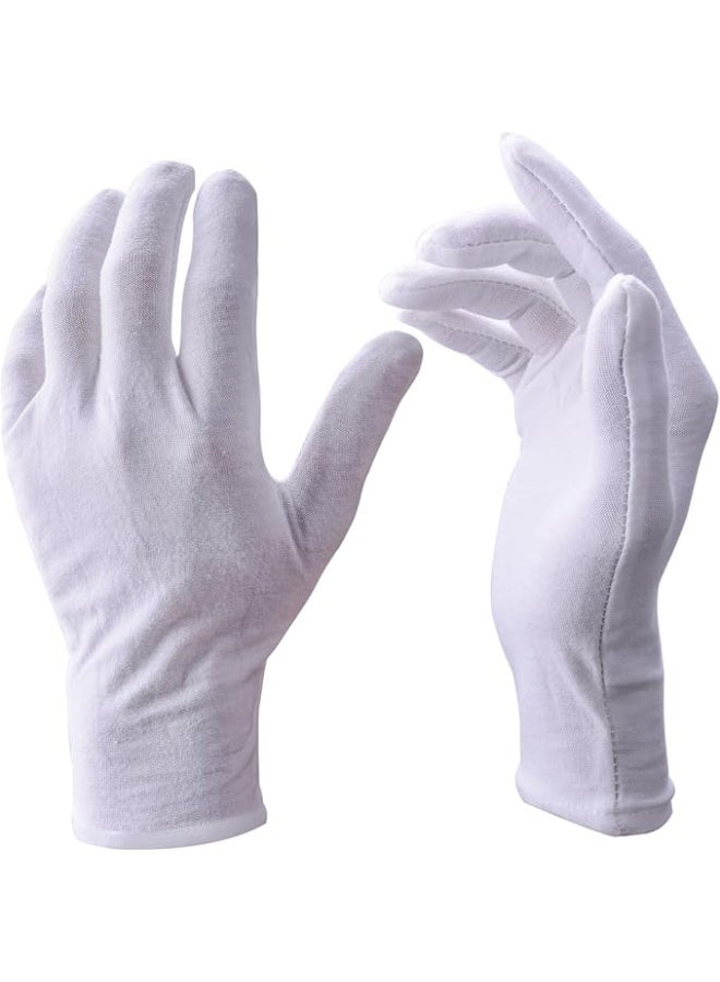 12-Pair Cotton-Polyester Gloves - Lightweight Stretchable Gloves for Inspection & General Use (Medium Size) - Image 1